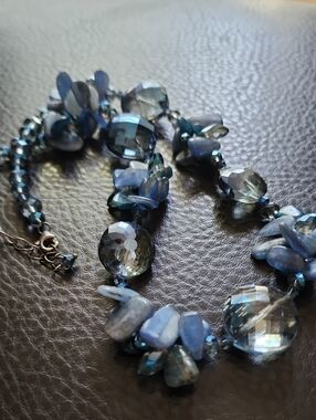 Sterling, Stone, And Blue Glass Necklace